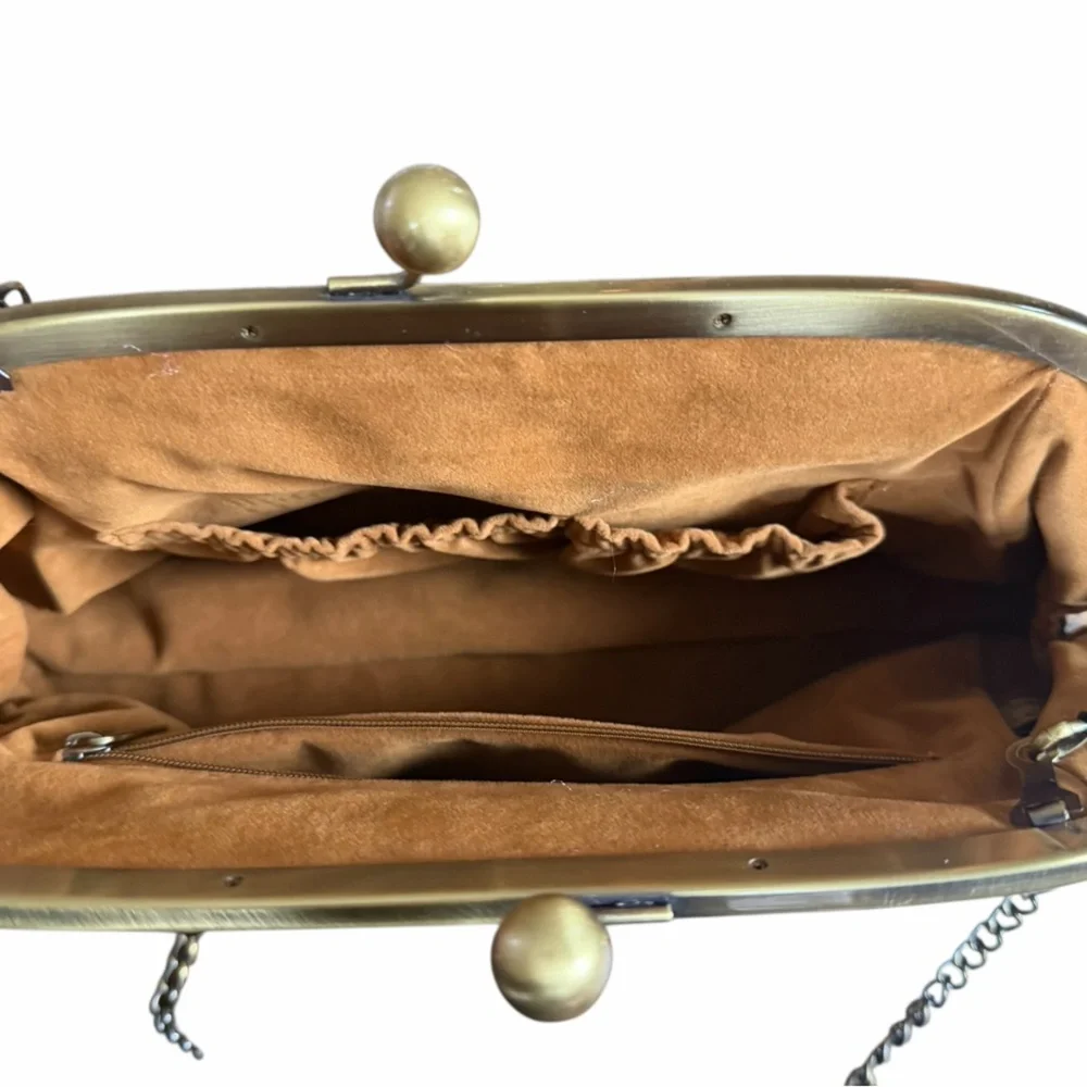 Patricia Nash•Mia Fresco Bouquet Leather Frame Satchel Purse Handbag Clutch - Picture 5 of 7